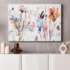 Watercolor Plum & Earth Flowers Embellished Canvas Art Print - 24"x36"
